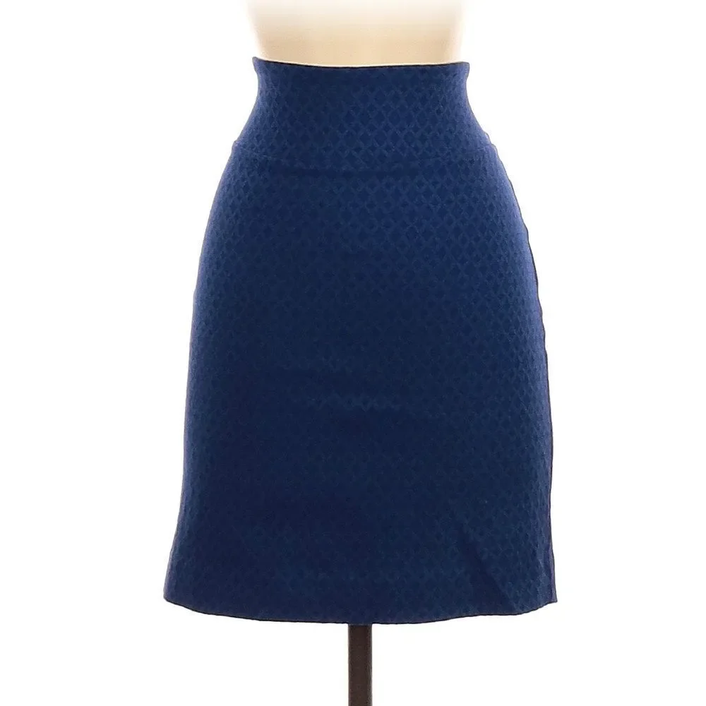Margaret M Blue Textured Pencil Skirt Retro 50s Pinup Office Chic